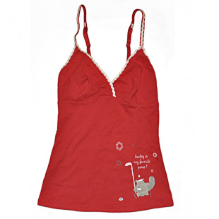 TANG La redoute women's red 100% cotton basic spaghetti strap vest underwear