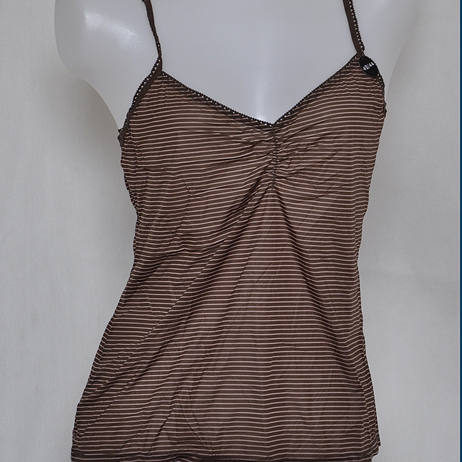 TANG Lkw women's basic vest brown stripe spaghetti strap vest