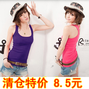 Tank basic small vest basic shirt spaghetti strap top all-match long design spaghetti strap vest 100% cotton female