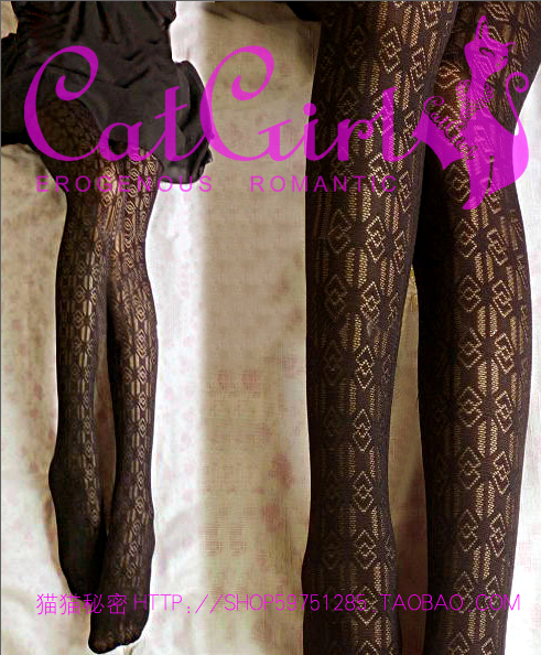 tattoo stocking Duomaomao pantyhose dimond classic plaid cutout woven pattern stockings legging