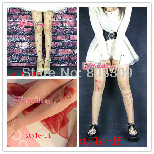 Tattoo stockings woman ultrathin thin leg socks pantyhose MJ44