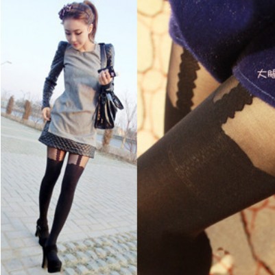 TBW004 2013 fashion Ayomi lace spaghetti strap stockings tattoo pantyhose Mock Suspender Tights garter leggings for women