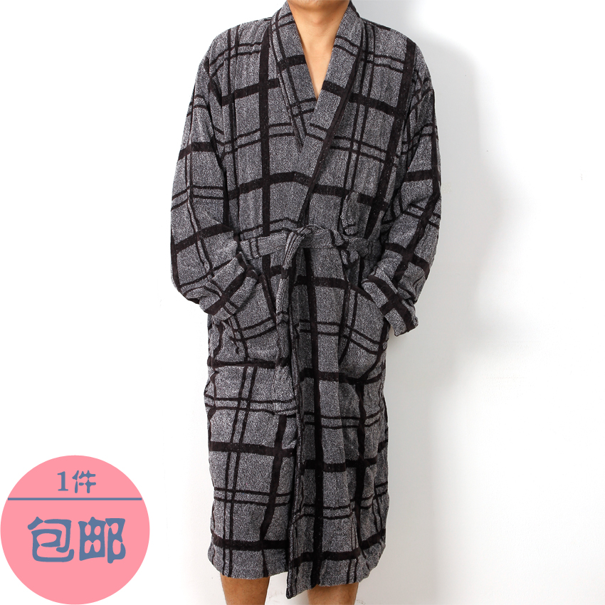 Terry loop pile 100% cotton cloth long design male lounge robe sleepwear