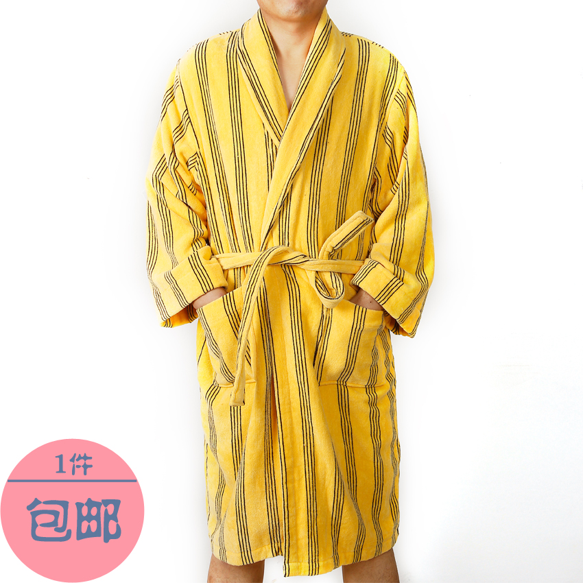 Terry loop pile terry 100% cotton male long design robe bathrobes lounge set sleepwear