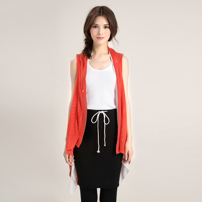 Tgp 2012 patchwork irregular long after short cutout cardigan sweater outerwear female spring and autumn