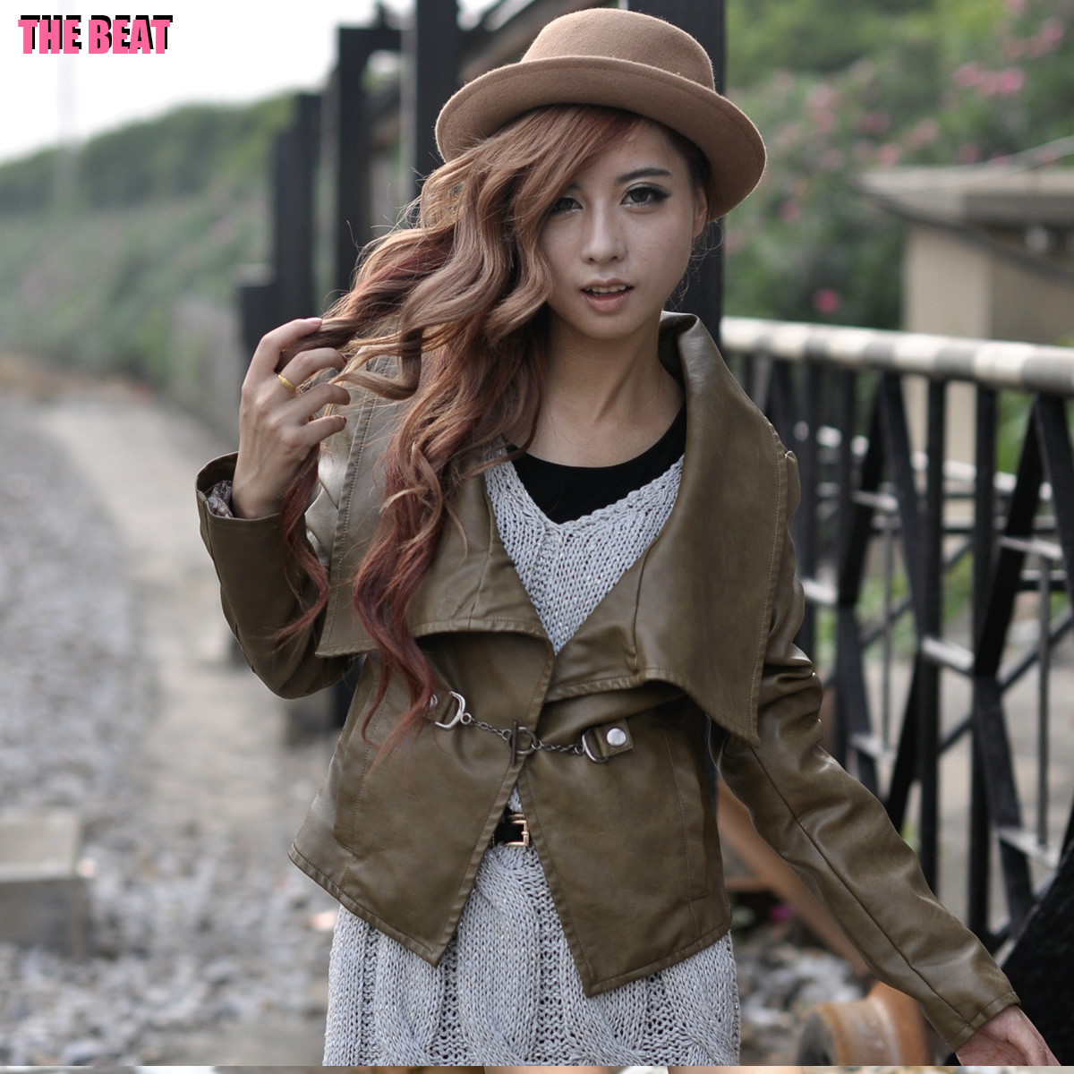 The beat 2012 autumn new arrival PU outerwear OL outfit women's leather clothing tb12w006