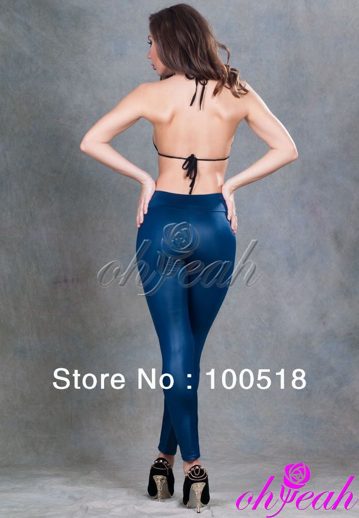 The Best Sale High Waist Keep Warmer Black Stretchy Leather Gloss Legging Pants For WomenT2130