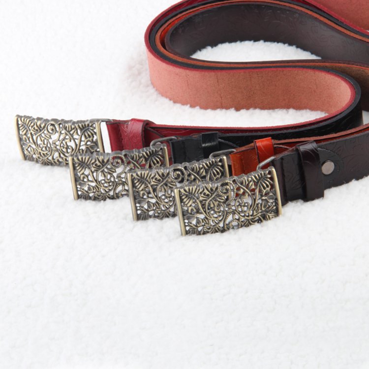 The first layer of leather vintage carved plate buckle cowhide women's strap fashion all-match genuine leather female belt