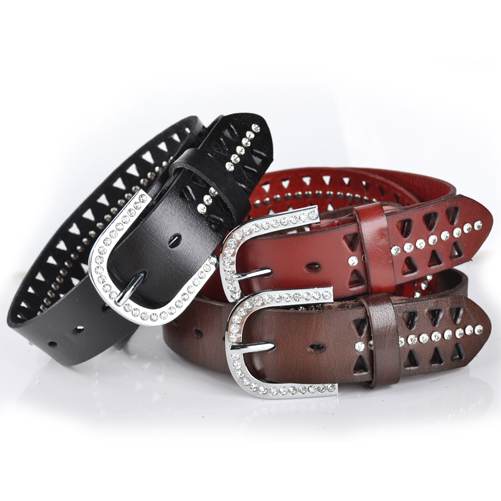 The first layer of leather women's strap vintage fashion diamond decoration belt female fashion 5611