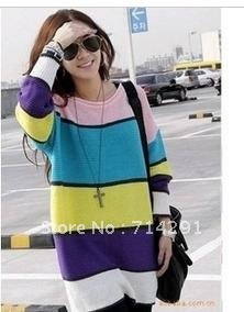 The hit Korean Hyo favorite color stripes loose big yards sweater free shipping