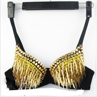 The jazz dancer singer of the new European and American nightclub bar LADYGAGA sexy metal rivets bra free shipping