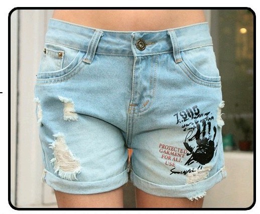 The Letters Printed The Hole Flanging Denim Shorts, Boots, Pants XL Free Shipping (No. SLA127)