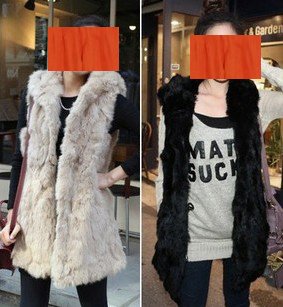 The long shall vest in the large size of fur plush vest female Korean autumn and winter hooded imitation rabbit fur hooded vest