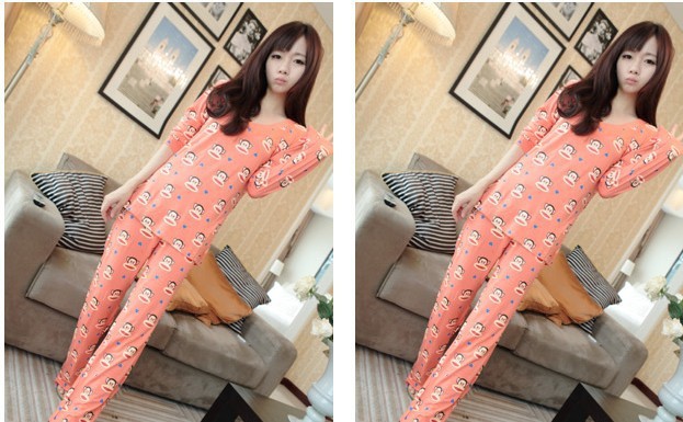 The new female upset coral fleece pajamas suit multicolor of leisure wear big size big mouth cartoon pajamas