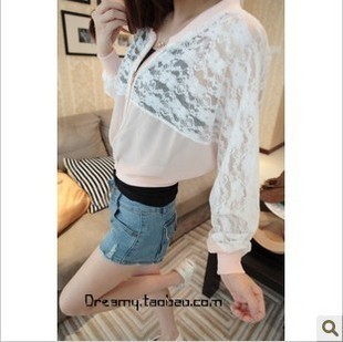 the new one Sunscreen chiffon patchwork lace jacket 1276 free shipping