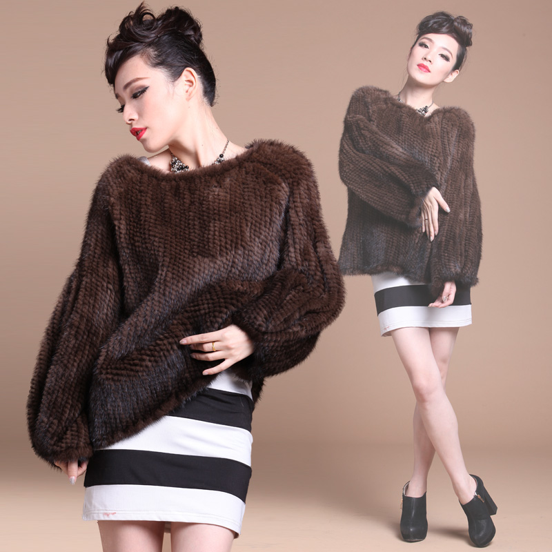 The New Specials Mink Woven A Gradient Round Neck Mink Fur Coat And Long Sections+Free Shipping