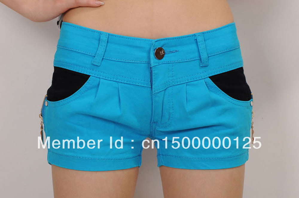 The new spring and summer color denim pants shorts fashion three slim pants pants