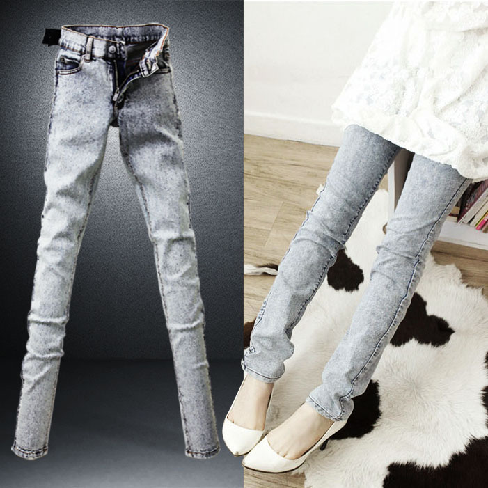 The new spring Korean snowflake retro feet pencil pants jeans pants off women Free Shipping 2013 WGN 052