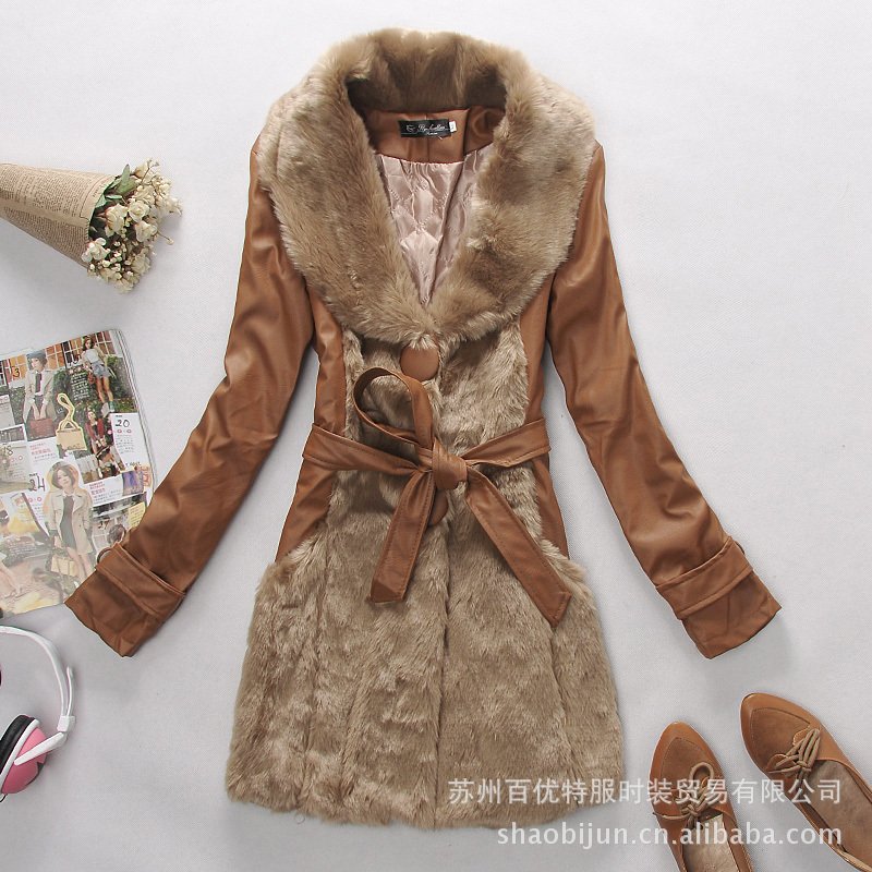 The new winter clothing han lady's belt belt suit collar temperament grow fur clothing