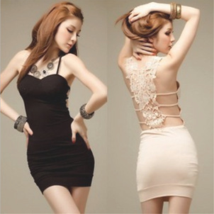 The nightclub party party halter openwork crochet the party sexy package hip harness chest pad dress