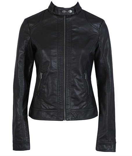 The subsection, single Pimkie washed PU leather motorcycle jacket Slim female short paragraph leather large size wholesale