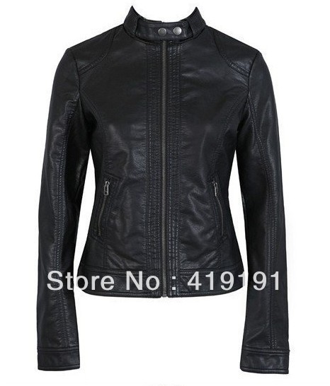 The subsection, single Pimkie washed PU leather motorcycle jacket Slim female short paragraph leather large size wholesale