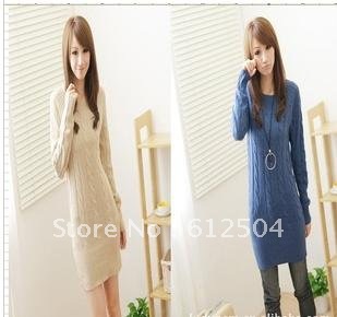 The thickened Serratula long section of women's sweater /sweater dress free shipping