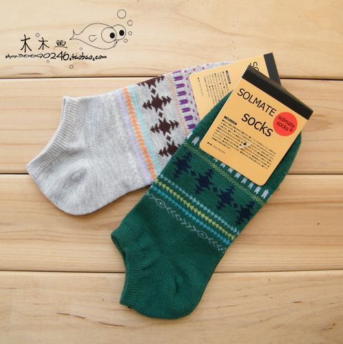 The trend of socks national trend vintage 100% cotton socks summer female sock slippers sock double