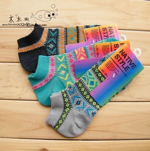 The trend of socks vintage national trend wireless summer socks sock slippers sock 10 double