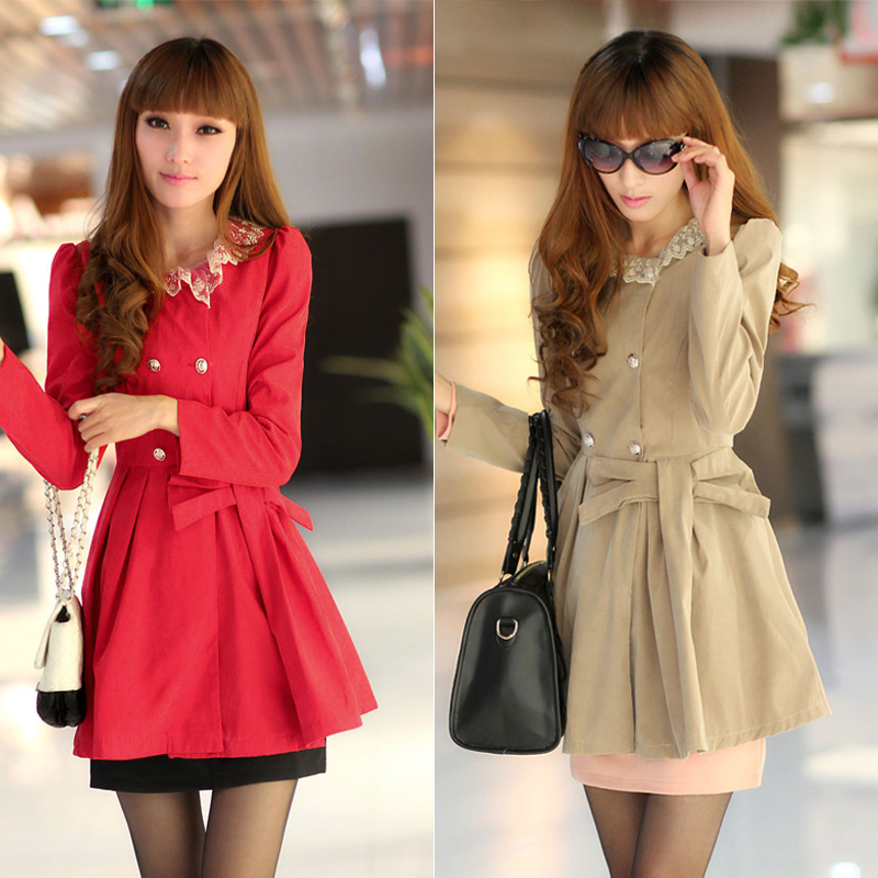 The trend of women 2013 spring sweet slim trench outerwear enc 13 spring overcoat o-neck