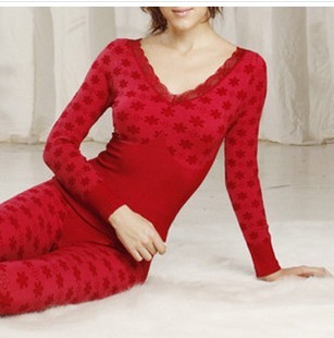 The whole network hot-selling thick o-neck lace female beauty care body shaping thermal underwear set long johns cotton sweater