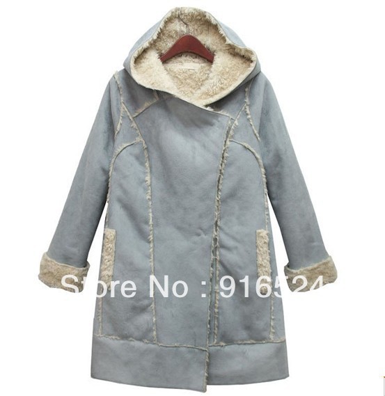 Thermal Midium-long  Fur Outerwear Coat  Fleece Thermal Coat Fabric wool Coat