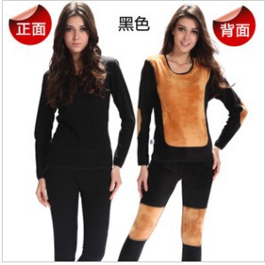 Thermal Underwear Bejirog Golden Flower Thermal Underwear Thickened Velvet Women Warm Suit