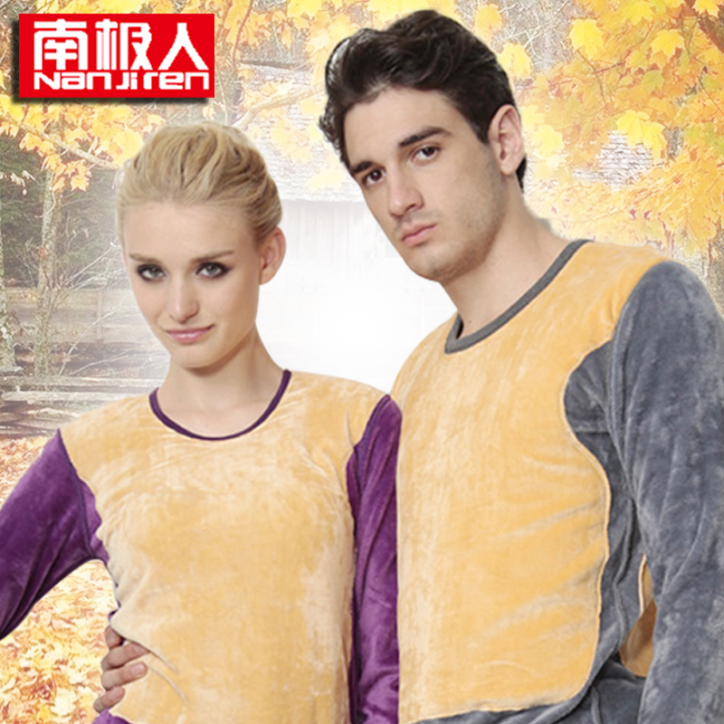 Thermal underwear golden flower thickening plus velvet o-neck thermal lovers set free air mail