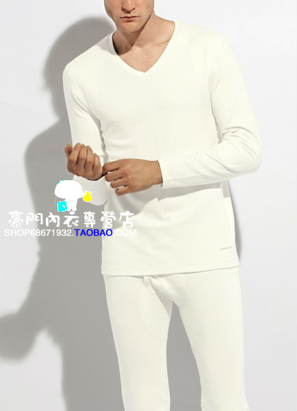 Thermal underwear male elastic V-neck set m27437 slim fashion underwear