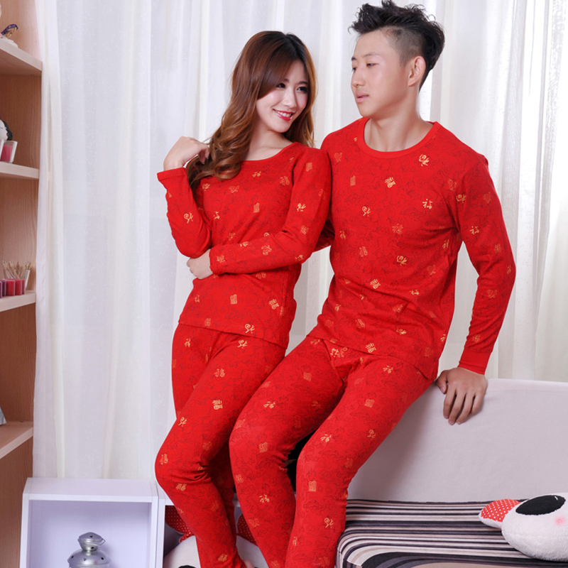 Thermal underwear set lovers 100% cotton sweater long johns appearance of underwear shirt