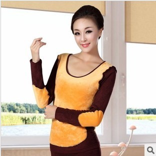 Thermal underwear set plus velvet thickening women's thermal underwear golden flower two ways chromophous pros and cons