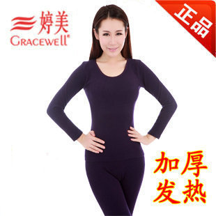 Thermal underwear thickening big o-neck beauty care clothing female long-sleeve thermal set autumn and winter