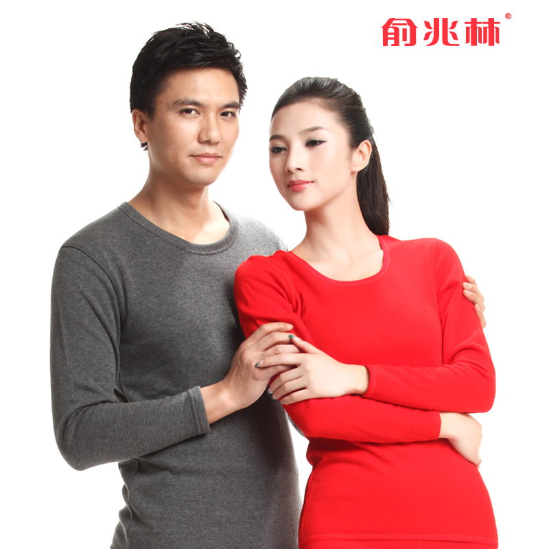 Thermal underwear thickening plus velvet female o-neck male carbon card thermal underwear set