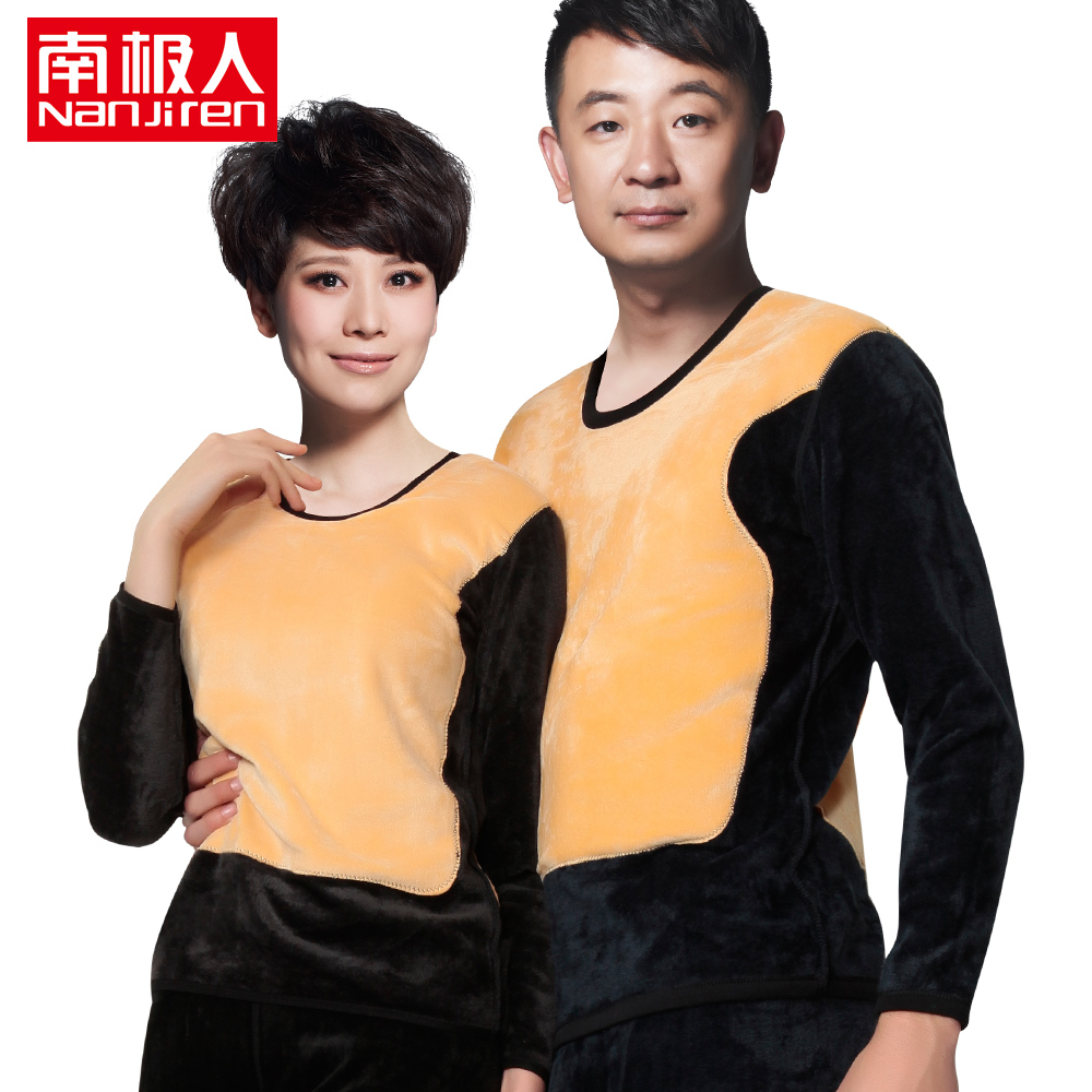 Thermal underwear thickening plus velvet women's male golden flower thermal underwear set thickening