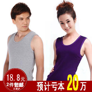 Thermal vest plus velvet thickening autumn and winter male women's top lovers basic shirt thermal underwear