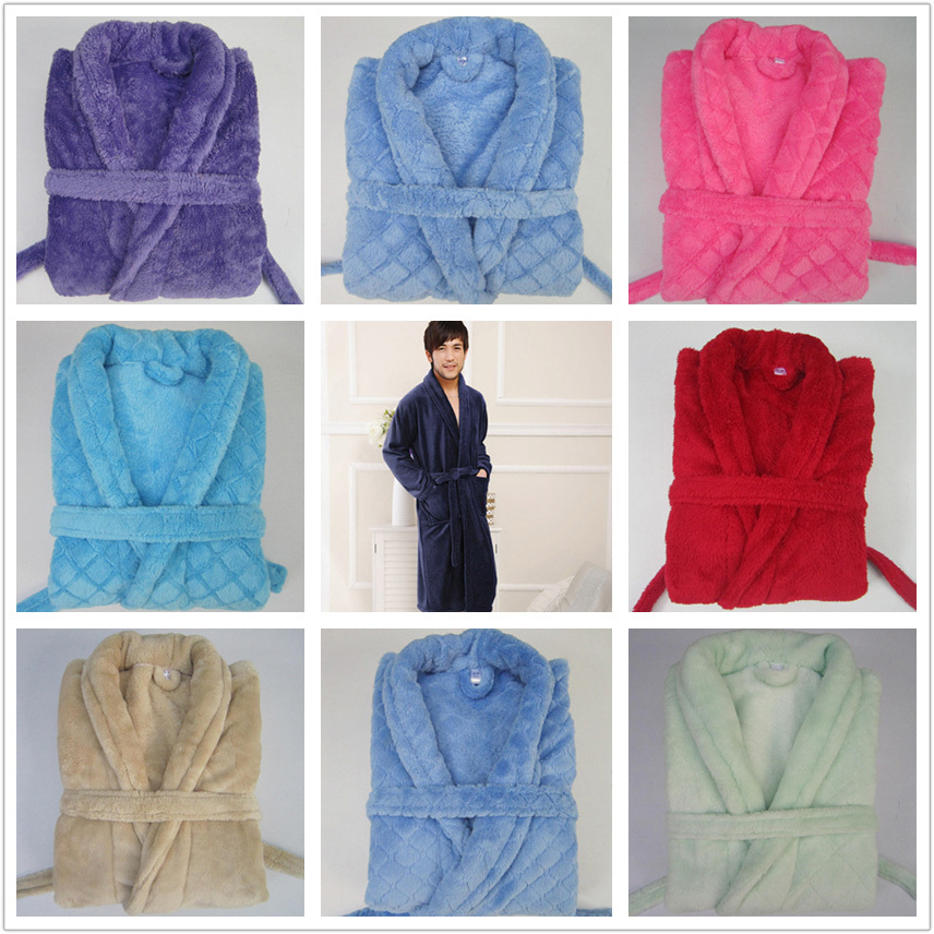 Thick coral fleece robe coral fleece bathrobe sleepwear lovers robe coral fleece sleepwear