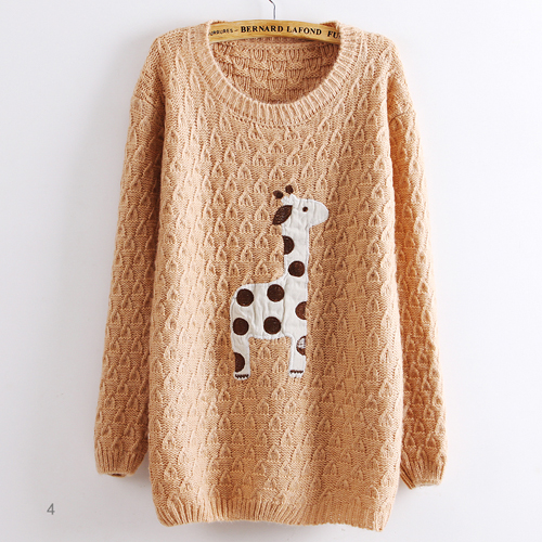 Thick sweater vivi female medium-long 2013 sweet loose preppy style cartoon plus size basic shirt