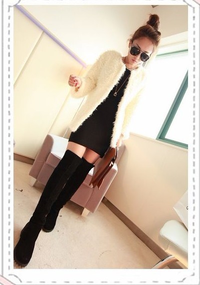 Thickened lamb hair coat Plush coat Long faux fur coat jacket clearance