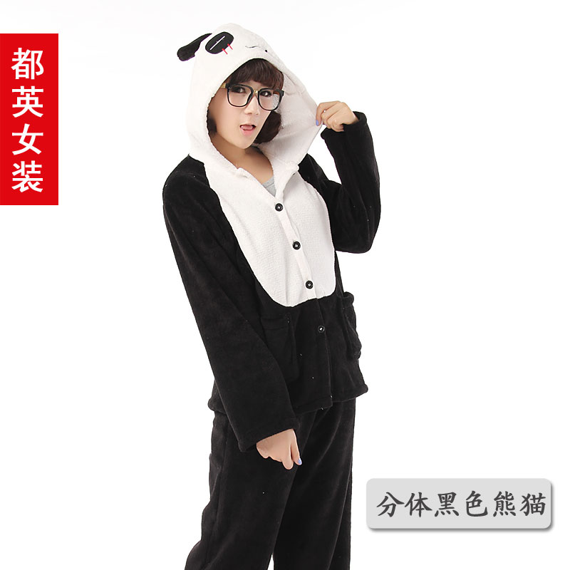 Thickening autumn and winter sleepwear lounge pants twinset long-sleeve cartoon lovers clothes coral fleece