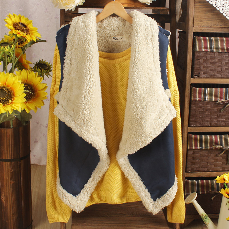 Thickening berber fleece large lapel leather vest outerwear vest 2012 autumn new arrival women's