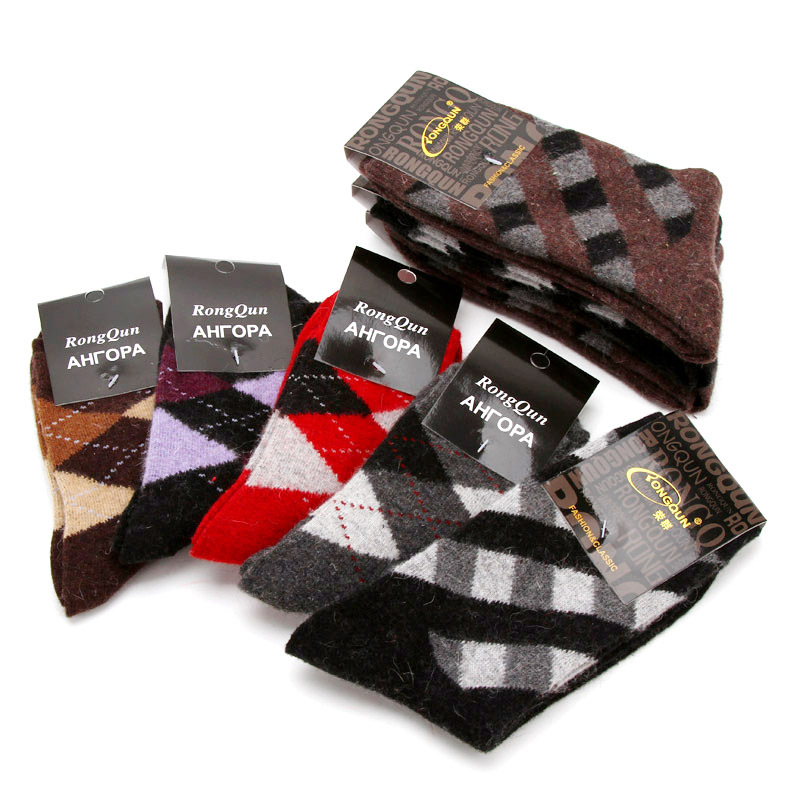 Thickening cold-proof rhombus thermal wool socks autumn and winter men and women socks p1957