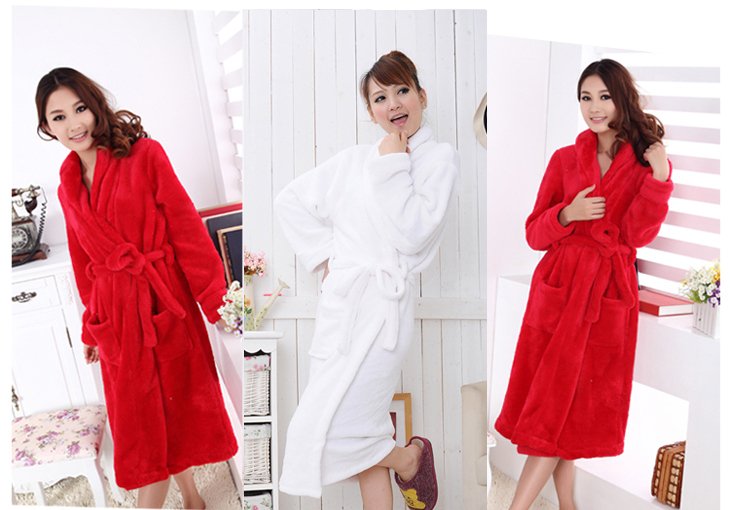 Thickening coral fleece bathrobe coral fleece robe bathrobe female coral fleece sleepwear