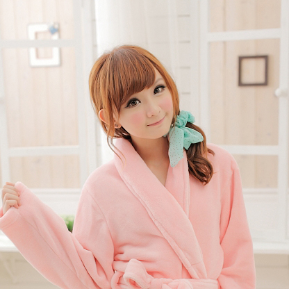 Thickening coral fleece robe coral fleece bathrobe spring and autumn sleepwear female 8052