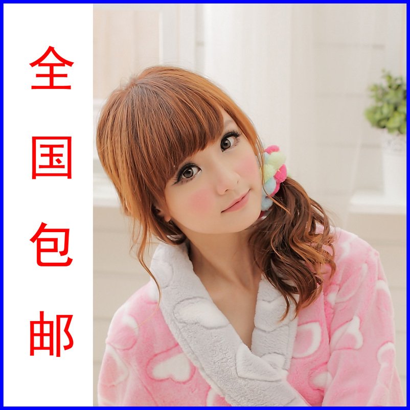 Thickening coral fleece robe coral fleece bathrobe spring and autumn sleepwear male Women